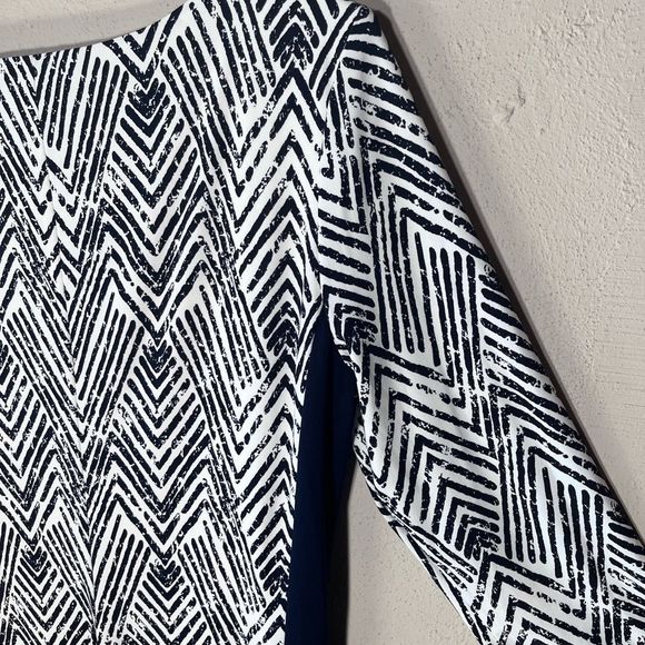 Lauren Ralph Lauren Dress New Dark Navy/White Chevrons W/Navy Sides - Picture 6 of 10